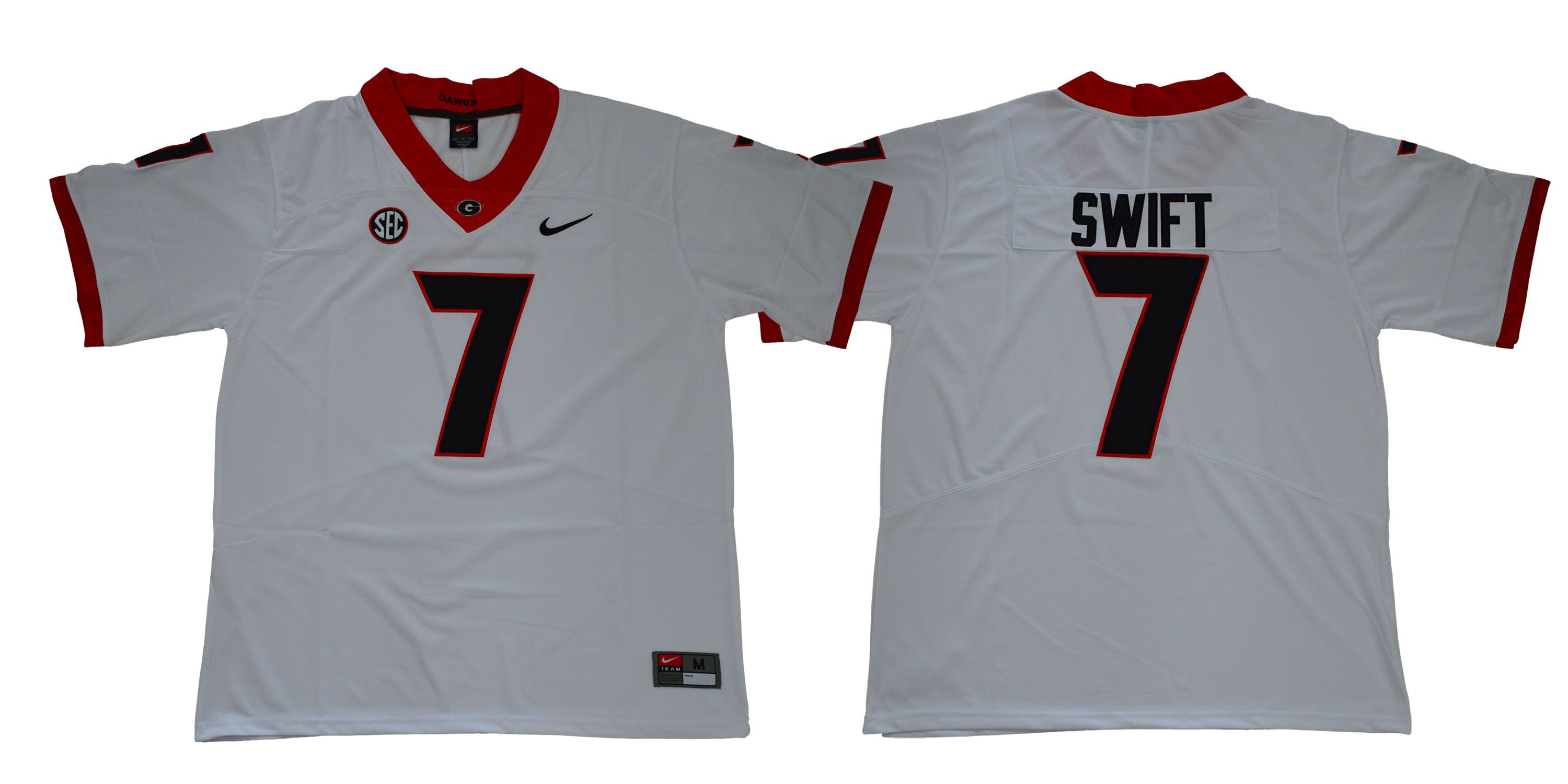 Men Georgia Bulldogs 7 Swift Legend White NCAA Jerseys